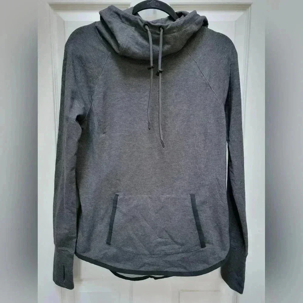 Athleta Dark Heather Sentry Funnel Neck Hooded Pullover Sweatshirt Size XS